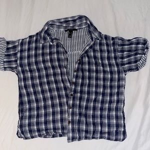 Semi-Cropped Checkered Button Up